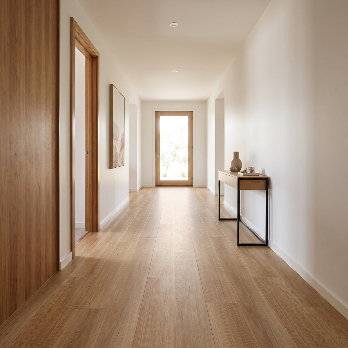 Blackbutt vinyl flooring, smooth matte. Durable waterproof luxury vinyl planks with authentic Aussie hardwood grain.