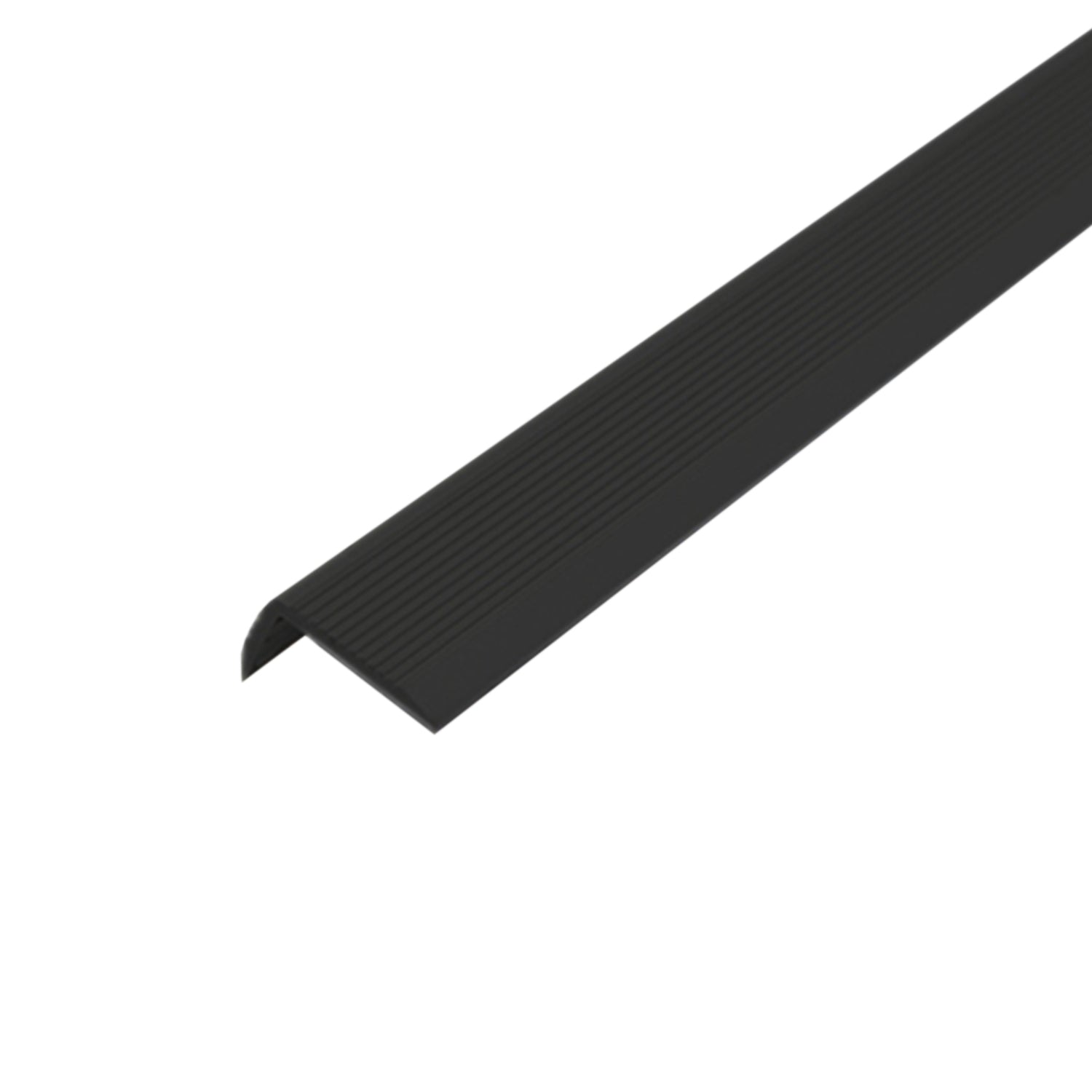 A black multi angle end trim for kitchen cabinets.