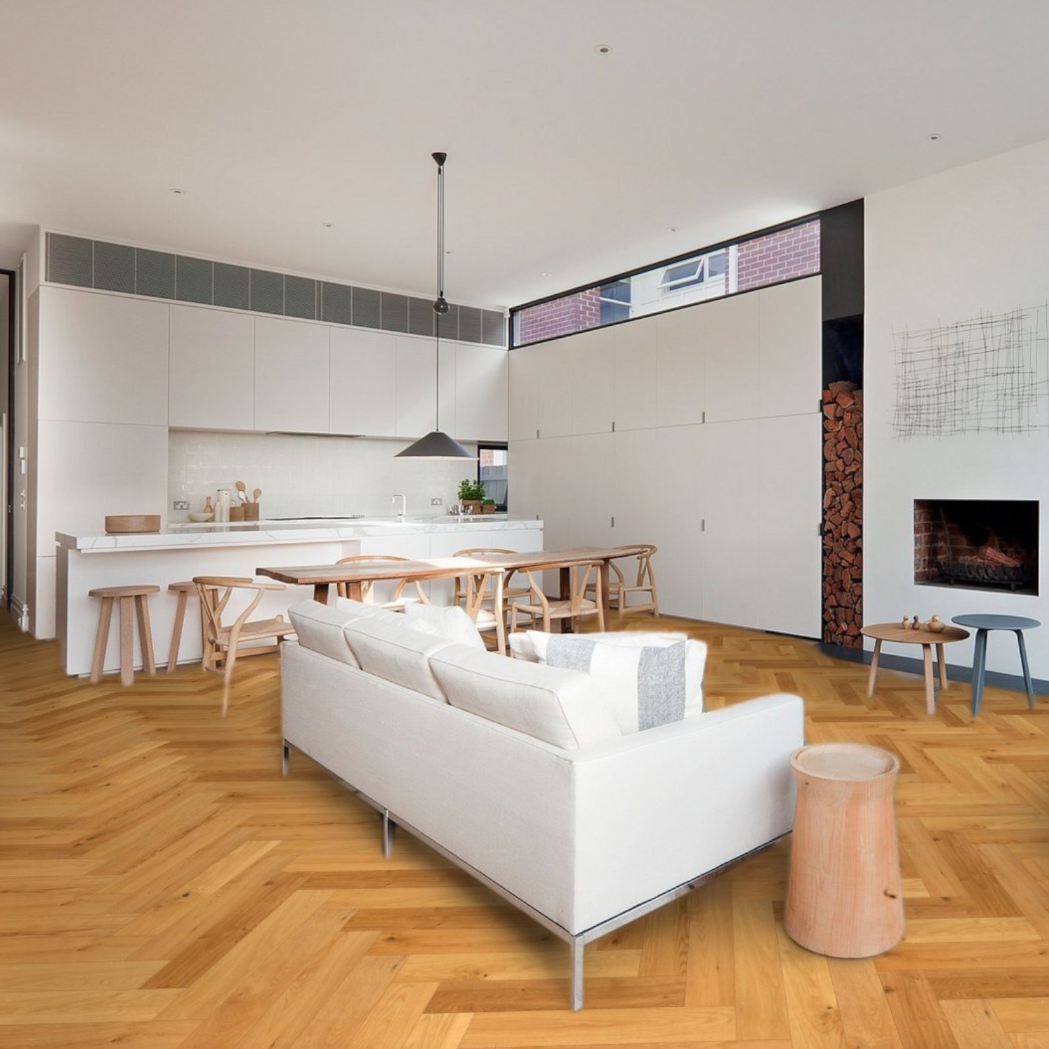 Natural Oak Timber Flooring Herringbone