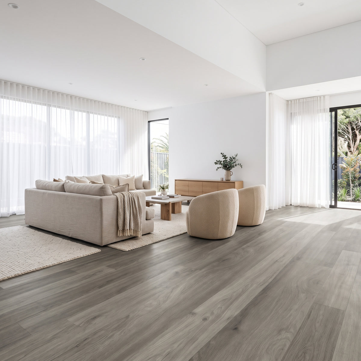 Olympus vinyl flooring featuring authentic Australian timber tones and a durable 0.5mm wear layer for high-traffic "quiet luxury" homes.