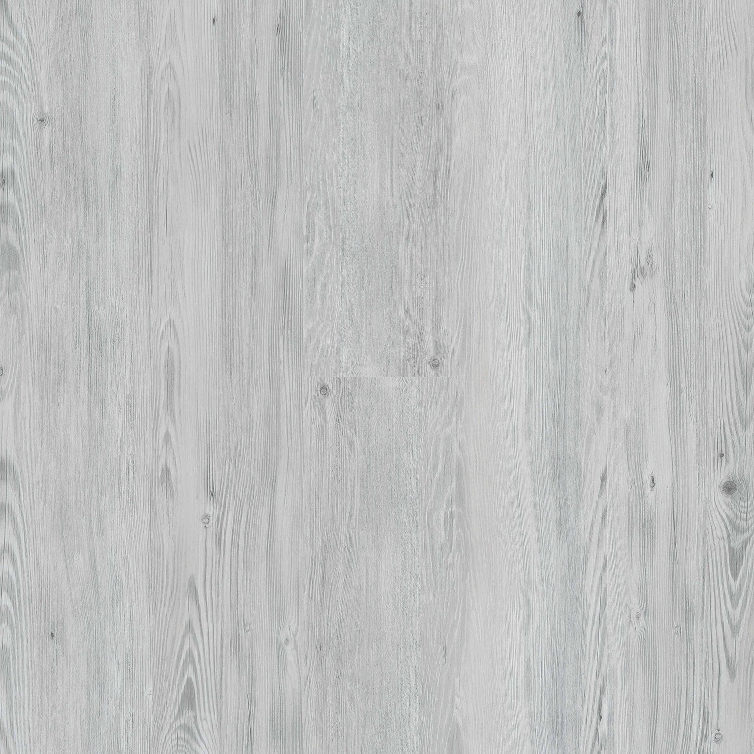 Argent vinyl flooring, smooth matte. Durable waterproof luxury vinyl planks with realistic light grey hardwood grain.