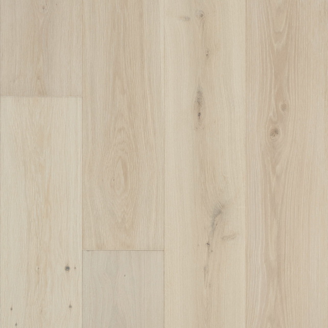 Close-up of Beach Oak wideboard timber flooring with light sandy tones and a smooth, non-reflective matte finish.
