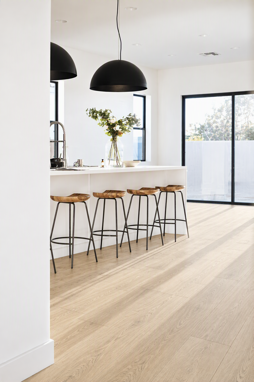 Beachwood hybrid, smooth matte. Durable waterproof planks with a pale driftwood finish and authentic timber grain.