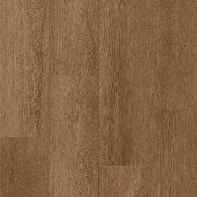 Hazel vinyl flooring, smooth matte. Durable waterproof luxury vinyl planks with a versatile mid-tone hardwood grain.