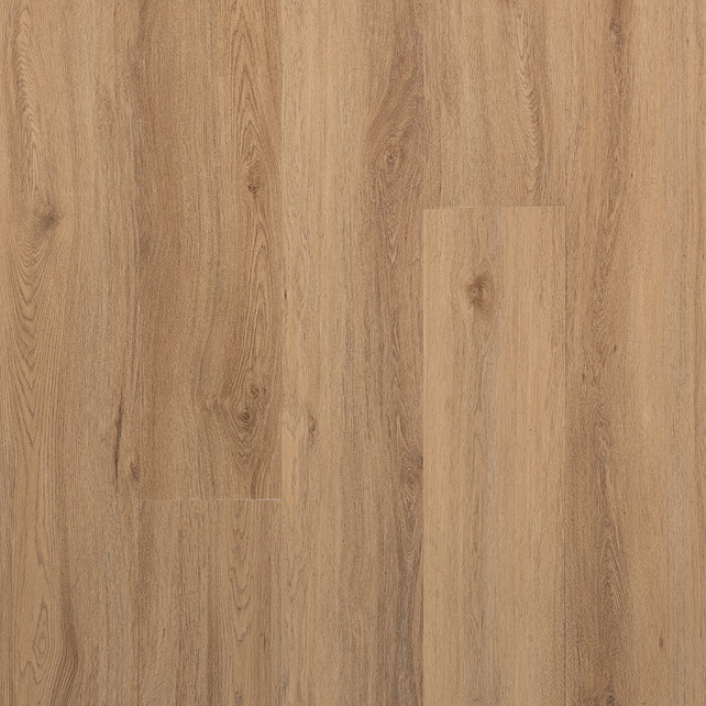 Auburn vinyl flooring featuring rich tawny-brown tones and realistic oak grain for an inviting, "quiet luxury" interior.